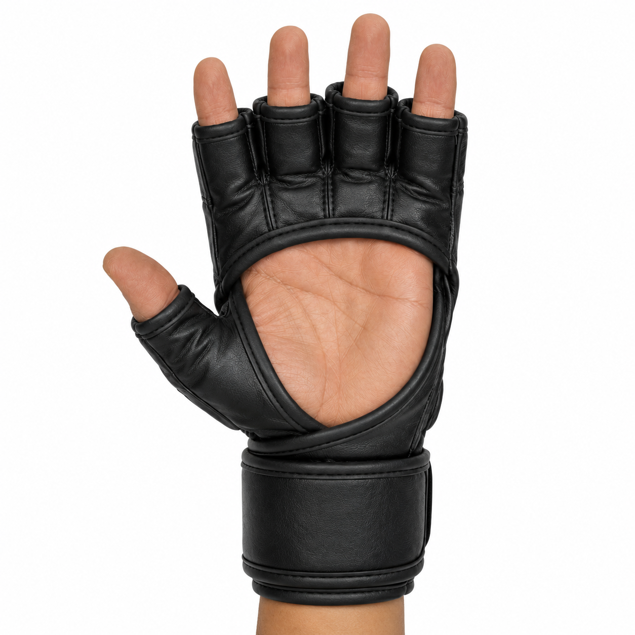 Professional MMA Fight Gloves Cowhide Leather Black Combat Sports Equipment Factory